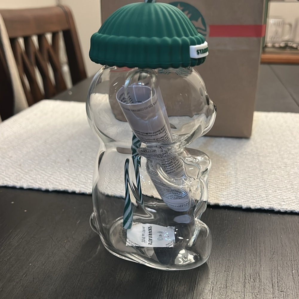 2025 Starbucks Bearista Glass cup with straw. **new** never used - Picture 3 of 5